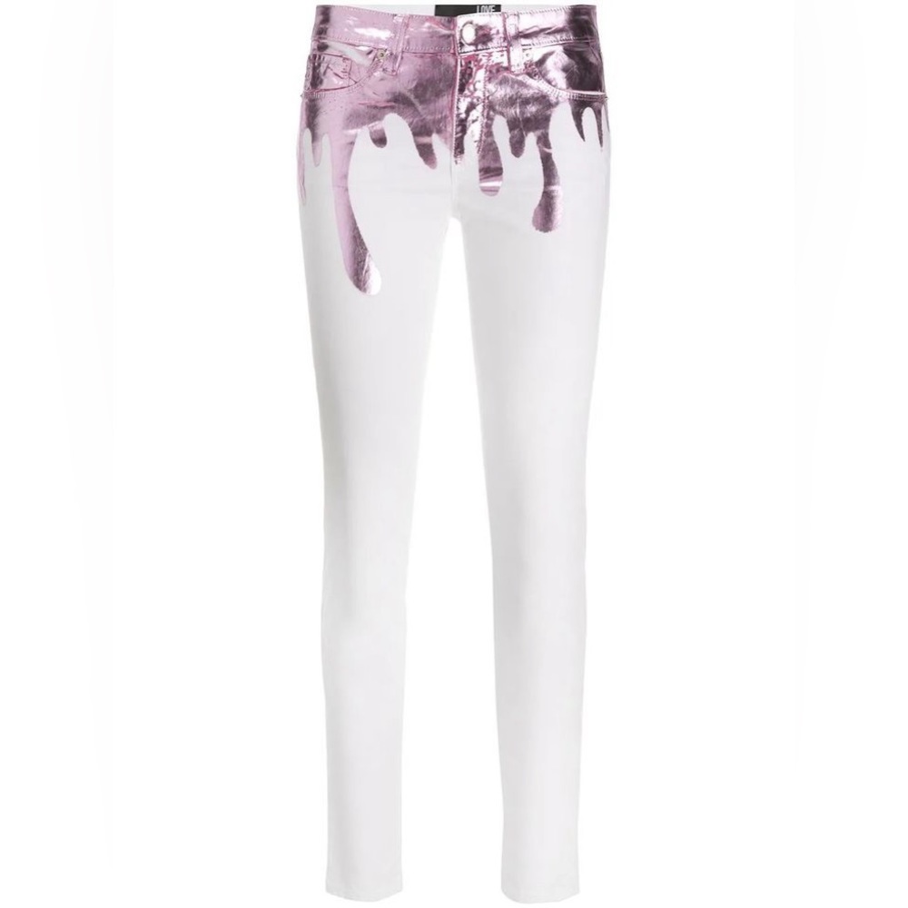 NWT Moschino Pink Paint Drip Jeans